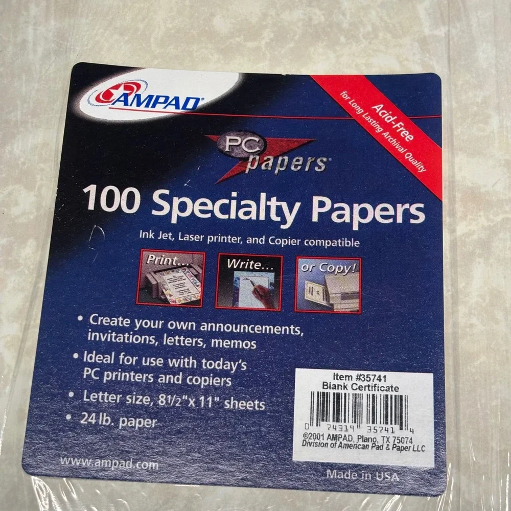 Ampad Specialty Paper Bundle 8.5x11 Scroll Stars Certificate Stationery